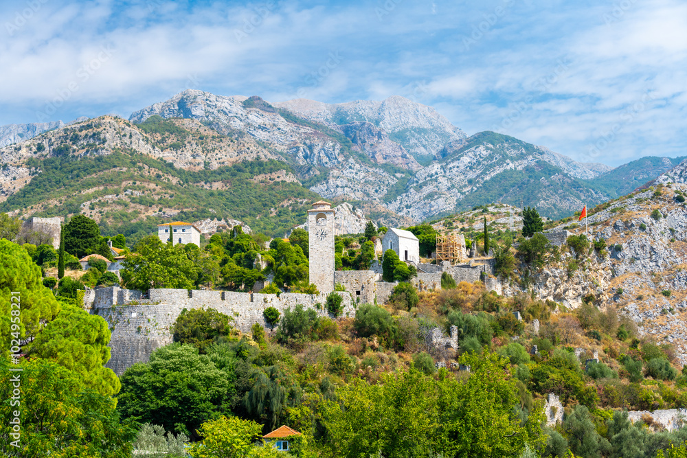 view on old town Stari Bar in Montenegro