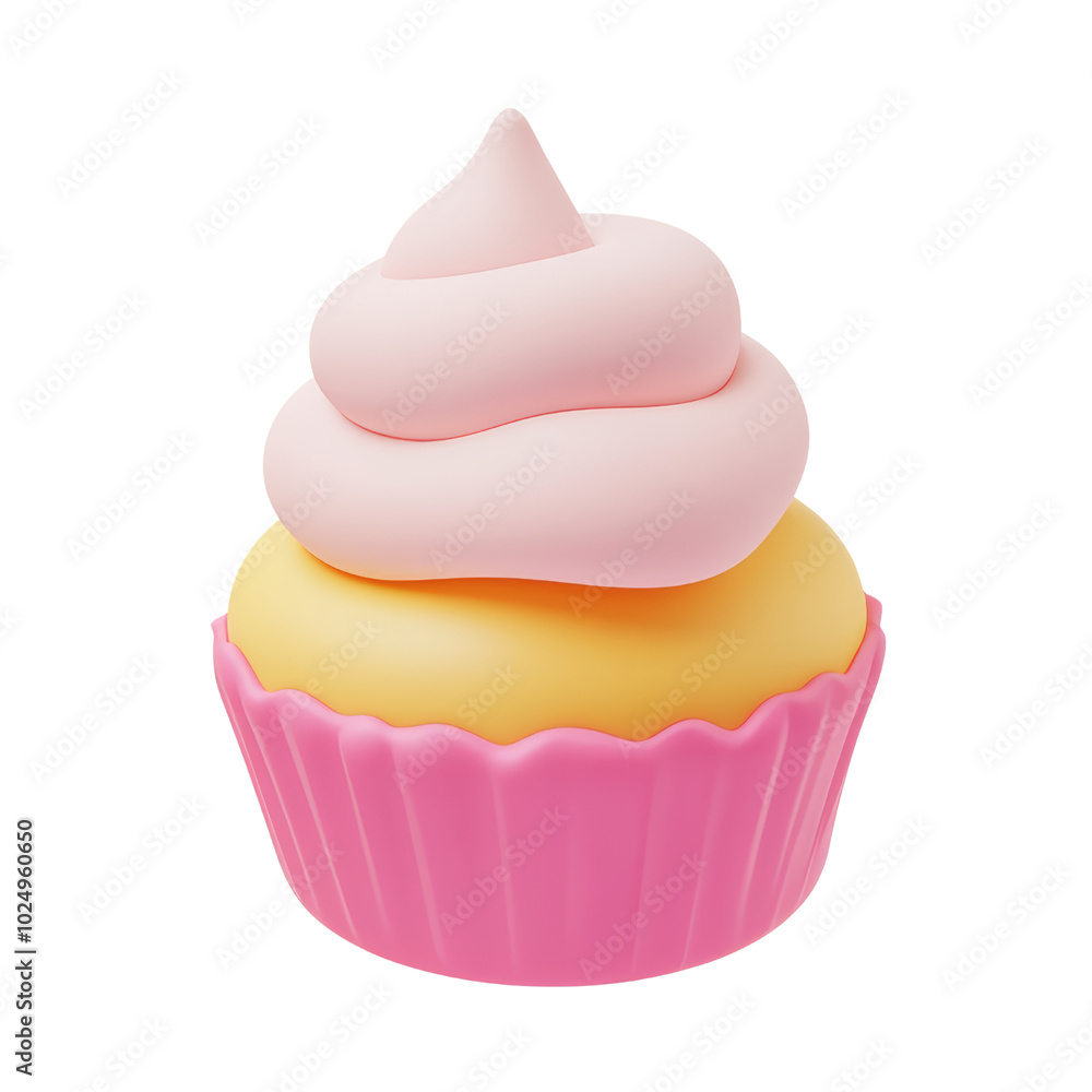 pink cupcake 3d render icon isolated on transparent background cutout pink cupcake 3d render icon isolated on transparent background cutout