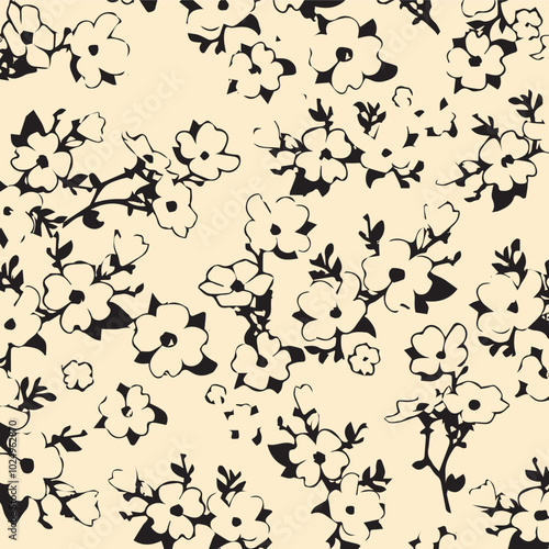 botanical floral vector seamless pattern with roses herbs and leaves big set background with flowers
