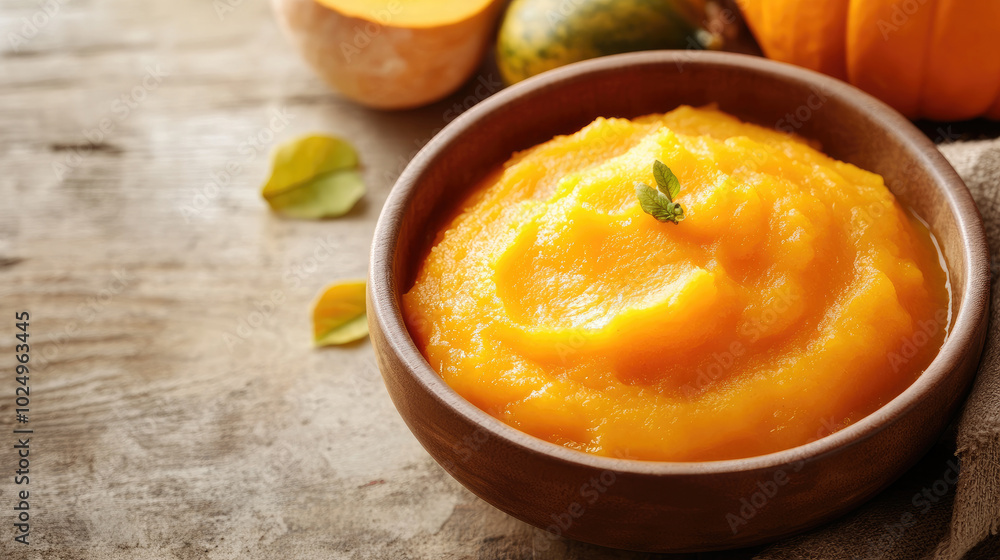 Organic orange pumpkin puree, velvety texture, rich flavor, baked butternut squash, ideal for soups, pies, and seasonal dishes. Organic orange pumpkin puree, velvety texture, rich flavor, baked butternut squash, ideal for soups, pies, and seasonal dishes.