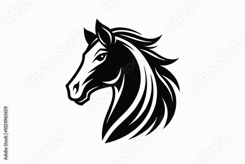 a minimalist Horse logo vector E.eps