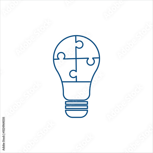 Bulb with Puzzle Pieces - Puzzle pieces form inside the bulb to symbolize problem-solving.