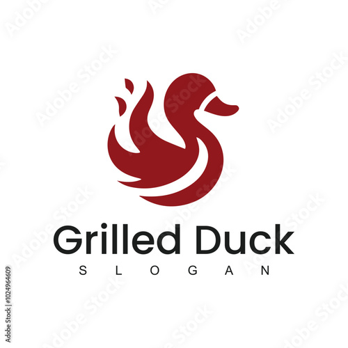 Grilled Duck logo design culinary label template idea