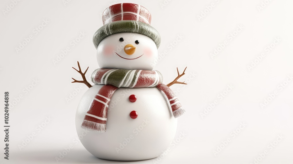 3D Render of a Snowman Sculpture on White Background. AI generated illustration. 3D Render of a Snowman Sculpture on White Background. AI generated illustration.