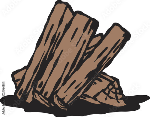 Vintage firecamp stacked illustration vector