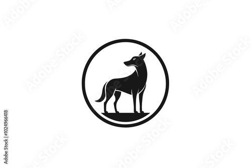 a minimalist natural logo vector art illustration with a dog Logo circl I.eps photo