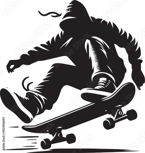 Skateboarding Silhouette illustration isolated on a white background