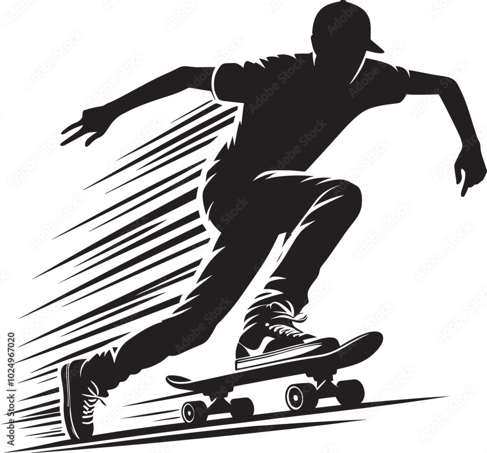 Skateboarding Silhouette illustration isolated on a white background Skateboarding Silhouette illustration isolated on a white background