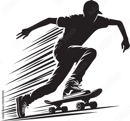 Skateboarding Silhouette illustration isolated on a white background