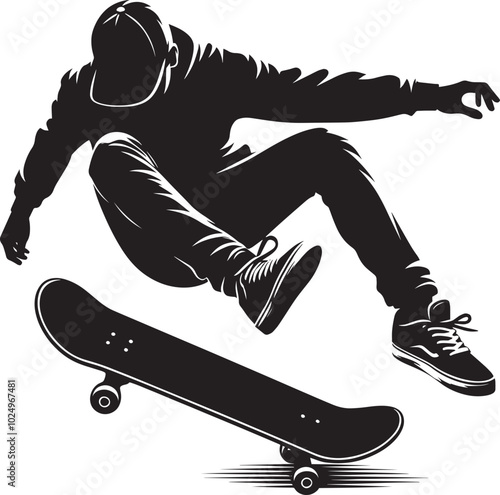 Skateboarding Silhouette illustration isolated on a white background