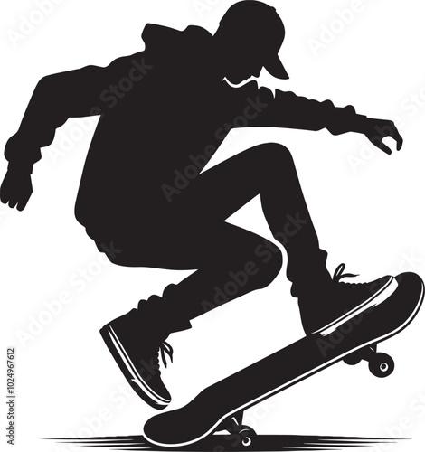 Skateboarding Silhouette illustration isolated on a white background