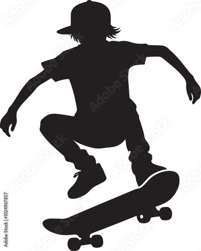 Skateboarding Silhouette illustration isolated on a white background