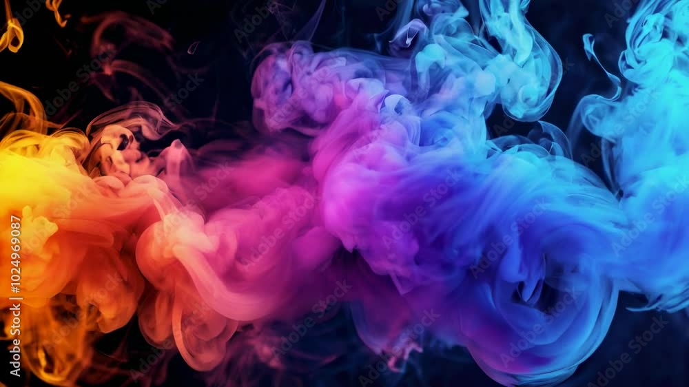 Abstract Colorful Smoke Swirls on Black Background Abstract Colorful Smoke Swirls on Black Background
