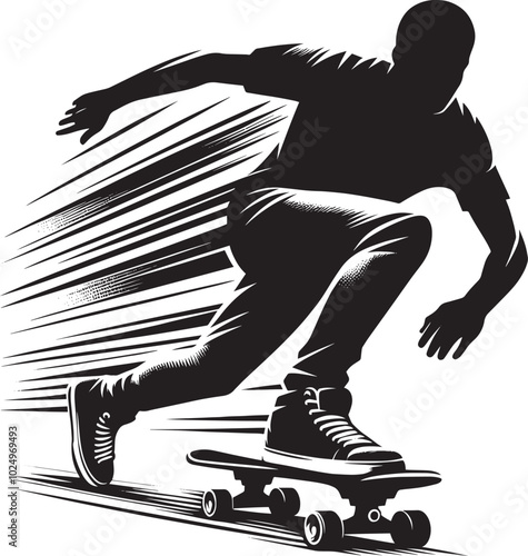 Skateboarding Silhouette illustration isolated on a white background