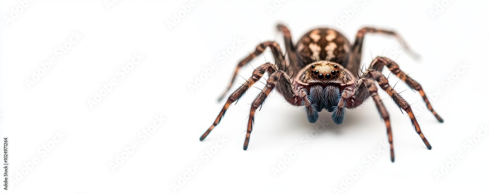 A spider dangling from a single thread, casting a shadow close up Creepy and perfect for Halloween designs realistic Multilayer Isolated white background A spider dangling from a single thread, casting a shadow close up Creepy and perfect for Halloween designs realistic Multilayer Isolated white background