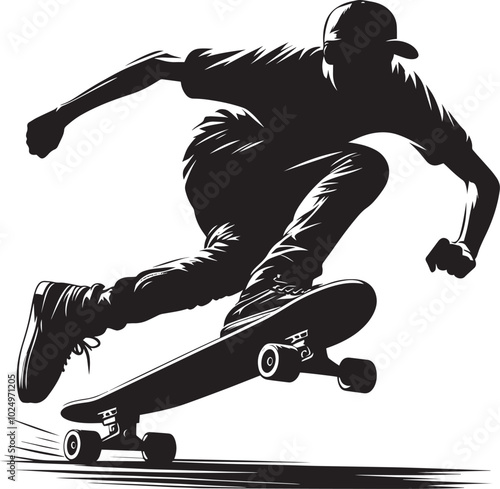 Skateboarding Silhouette illustration isolated on a white background