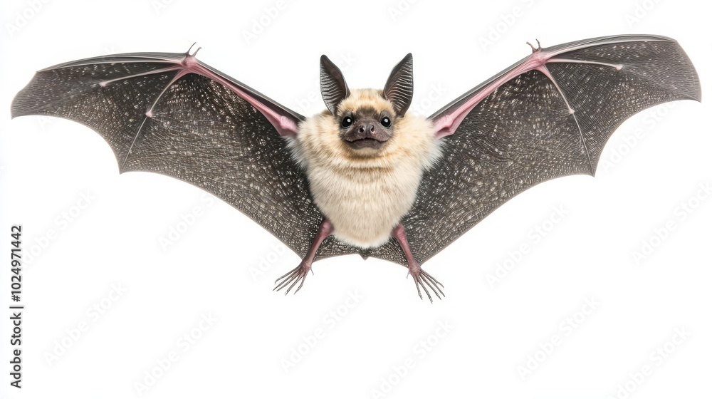 Obraz premium A vampire bat flying with its wings spread wide focus on Dark and mysterious, perfect for Halloween mockups dynamic Fusion Isolated white background