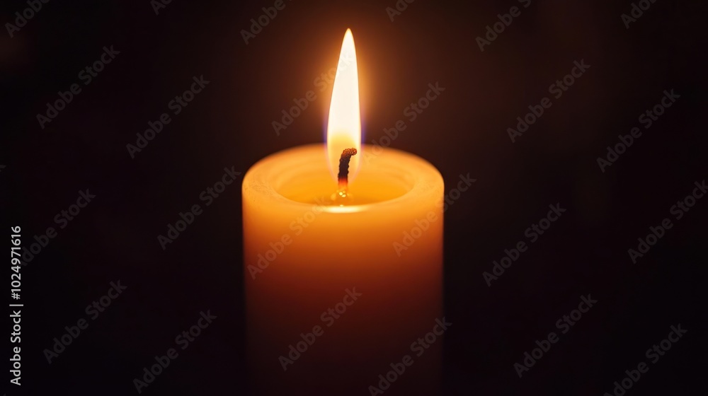 A lit candle illuminates the darkness, creating a warm and serene ambiance. A lit candle illuminates the darkness, creating a warm and serene ambiance.