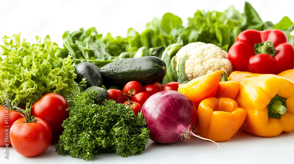Fresh Vegetables on a White Background A collection Fresh Vegetables on a White Background A collection