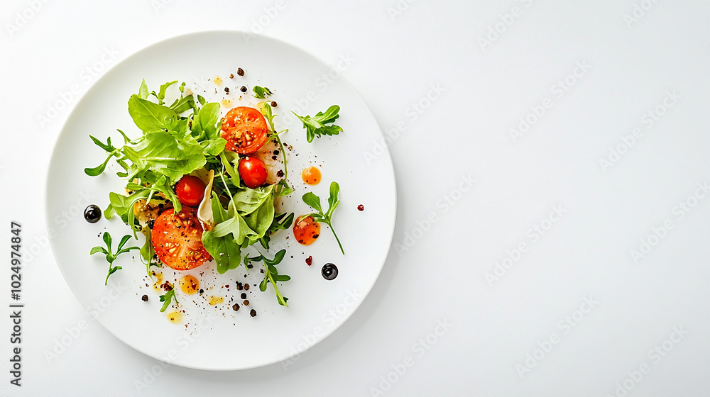 Minimalistic Food Presentation on White Background Minimalistic Food Presentation on White Background