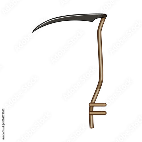 handle scythe cartoon. harvest farming, tool grass, mowing agriculture handle scythe sign. isolated symbol vector illustration