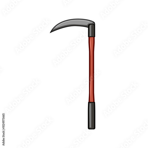 harvest scythe cartoon. farming tool, grass mowing, agriculture swing harvest scythe sign. isolated symbol vector illustration