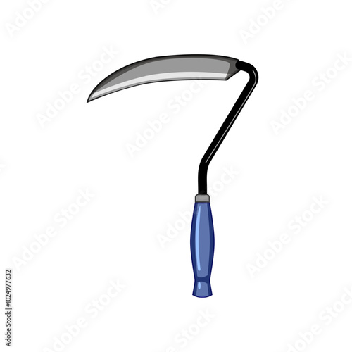 mowing scythe cartoon. agriculture swing, sharpen cut, hay wheat mowing scythe sign. isolated symbol vector illustration