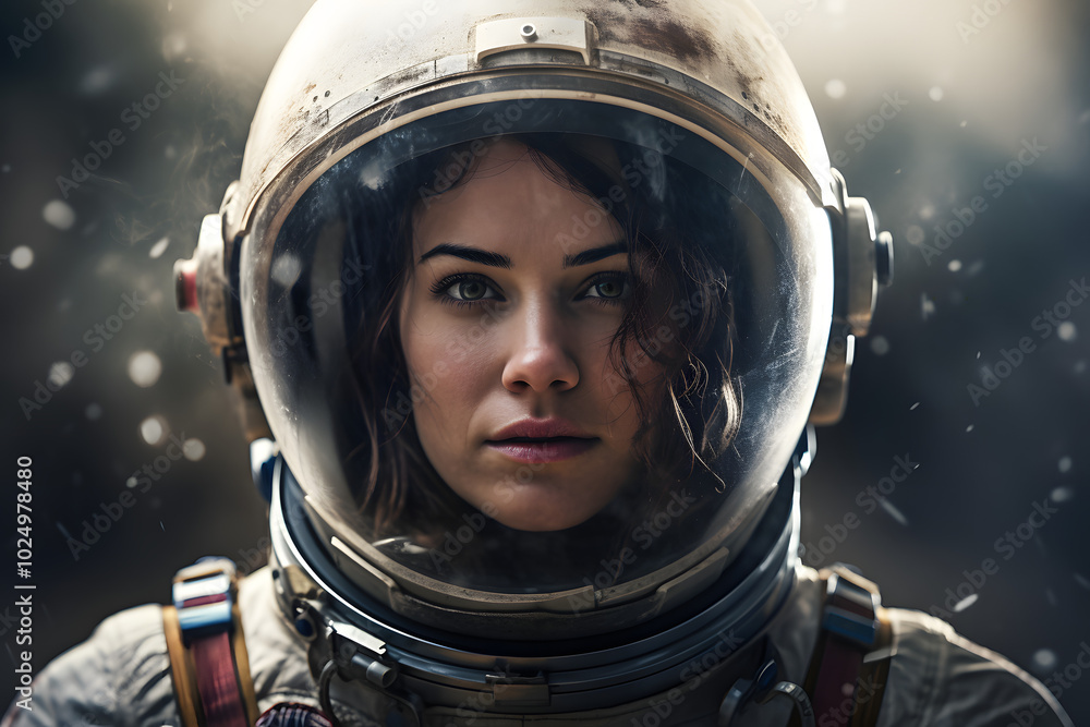 portrait of woman astronaut, wearing helmet portrait of woman astronaut, wearing helmet