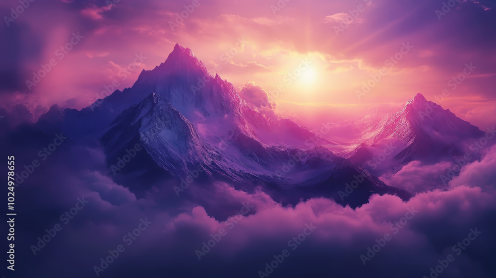 Majestic mountains under glowing skies Landscape Majestic mountains under glowing skies Landscape