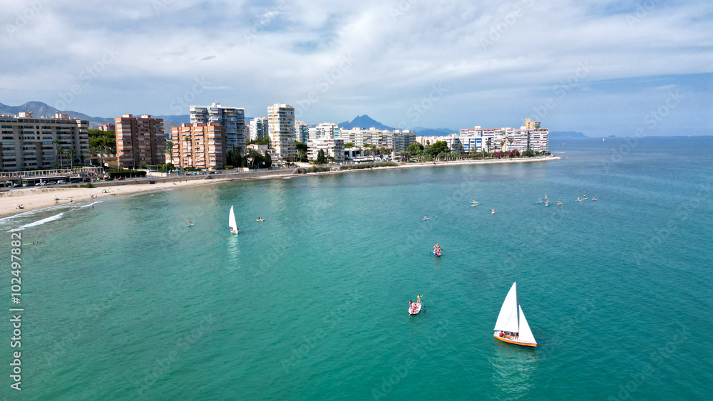 Aerial view of the beach in Alicante, Spain Aerial view of the beach in Alicante, Spain