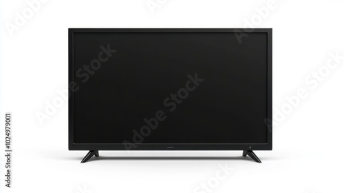 A sleek black LED TV with a blank screen, isolated on a white background, perfect for showcasing modern home entertainment technology