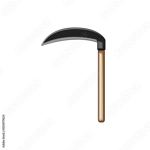 sharpen scythe cartoon. cut hay, wheat field, traditional manual sharpen scythe sign. isolated symbol vector illustration