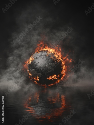 Wallpaper Mural Mysterious Planetary Ball Confronted by Flames Torontodigital.ca