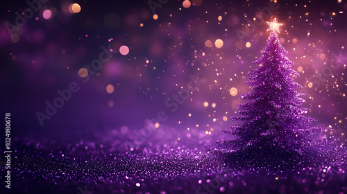 Abstract purple Christmas tree with lights