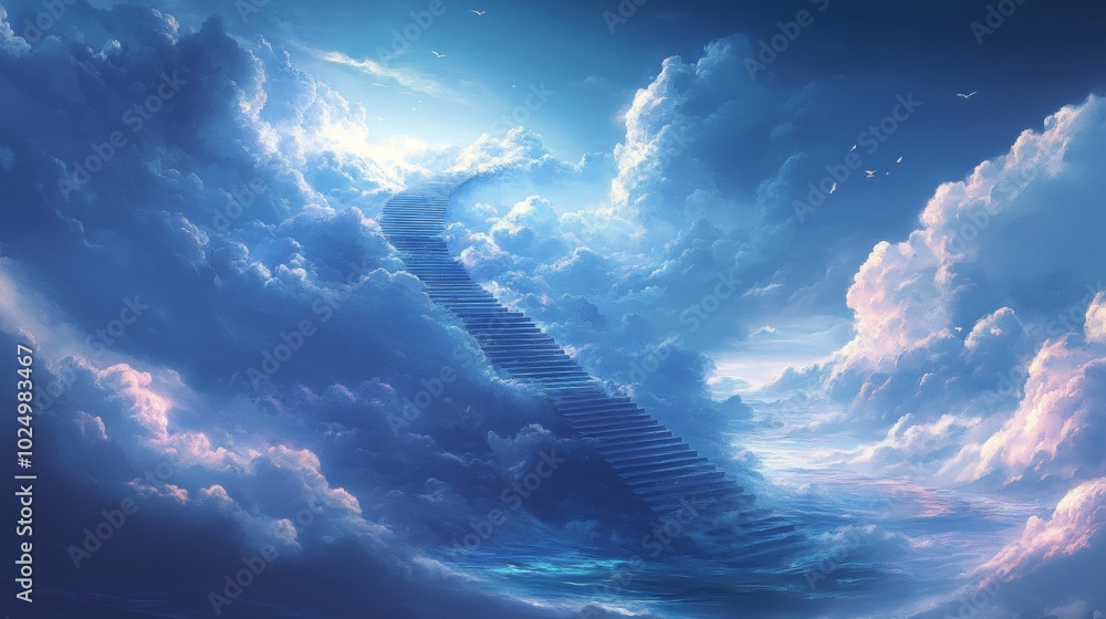 Stairway to the Heavens, an ethereal ascent from ocean waves to cloud-kissed heights, inviting dreams and wonder. Stairway to the Heavens, an ethereal ascent from ocean waves to cloud-kissed heights, inviting dreams and wonder.
