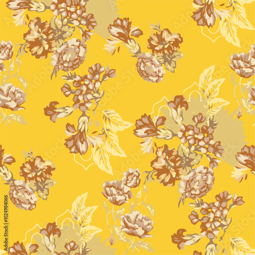 Wallpaper Mural botanical floral vector seamless pattern with roses herbs and leaves big set background with flowers Torontodigital.ca