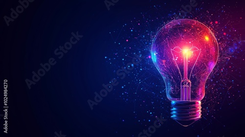 Glowing Light Bulb with Abstract Background