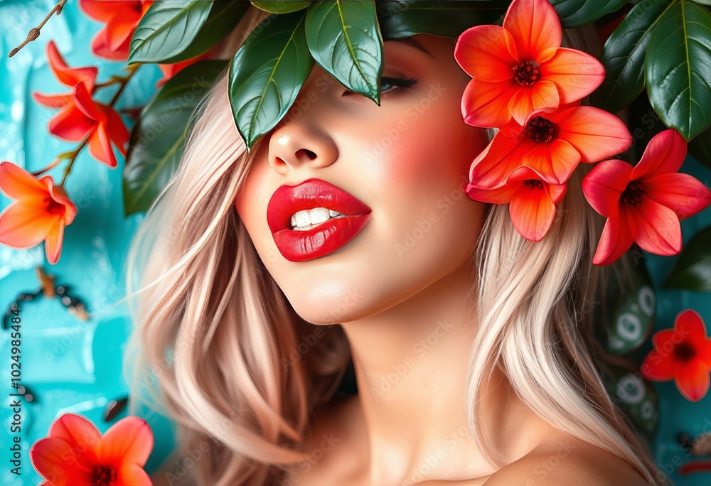 Tropical Paradise Vibrant tropical colors like turquoise and cor Tropical Paradise Vibrant tropical colors like turquoise and cor