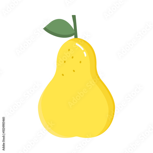 Vector illustration of light yellow pear isolated on white background