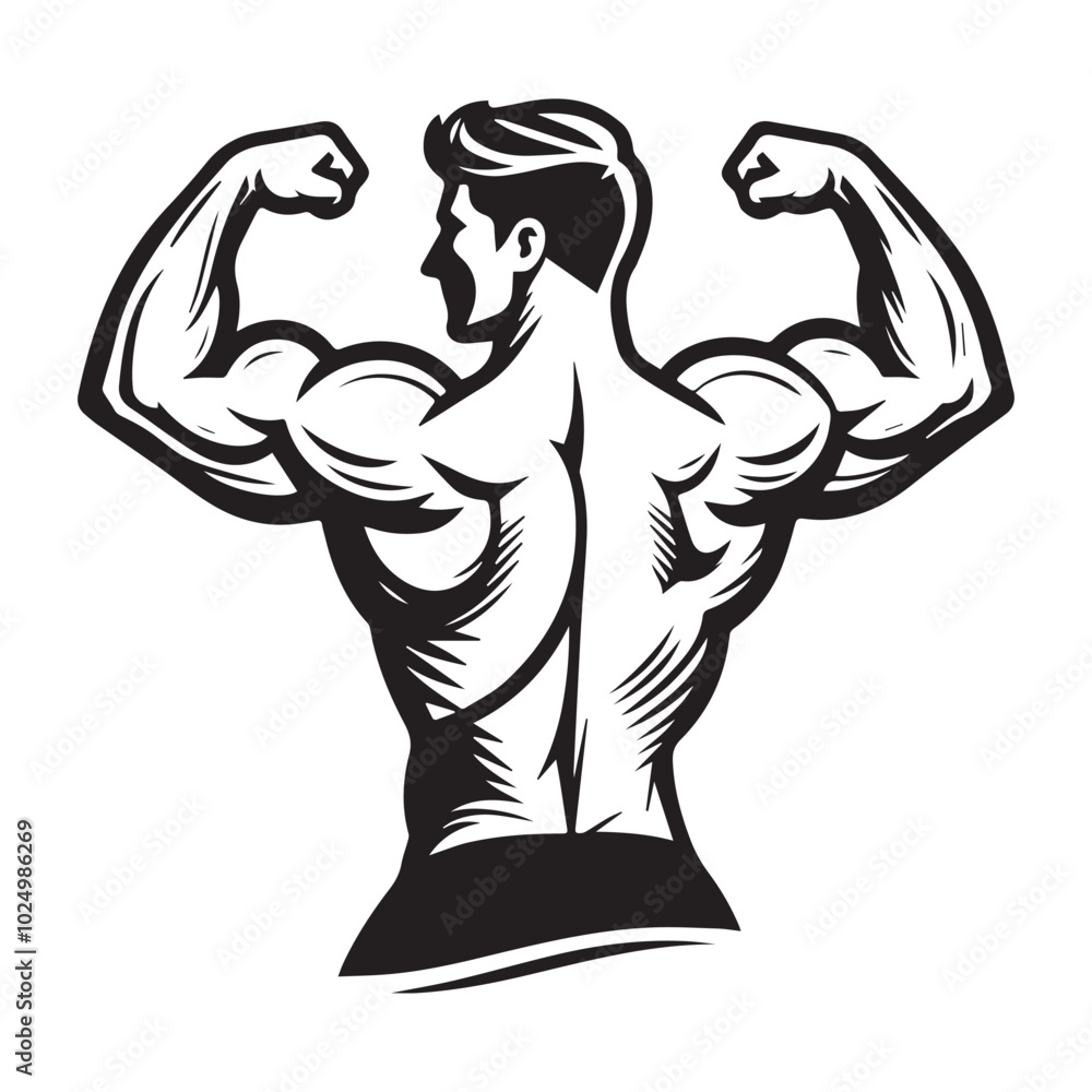 Obraz premium bodybuilder silhouette line art vector design