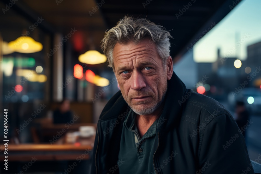 Portrait of a middle-aged man in a street cafe. Portrait of a middle-aged man in a street cafe.