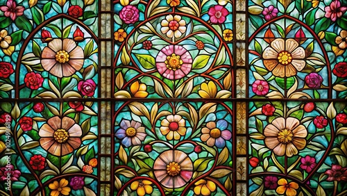 Wallpaper Mural Stained glass window with abstract floral pattern Depth of Field Torontodigital.ca