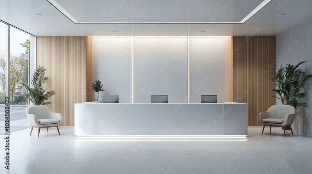 Fototapeta premium Minimalist Hospital Reception Area Design