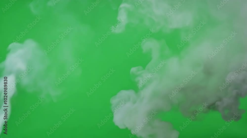 Flowing white smoke on vivid green background for creative design on the green screen, the chromakey Flowing white smoke on vivid green background for creative design on the green screen, the chromakey