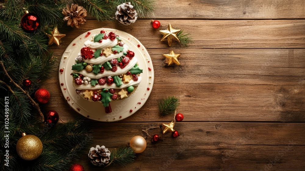 Christmas Tree Cake. AI generated illustration. Christmas Tree Cake. AI generated illustration.