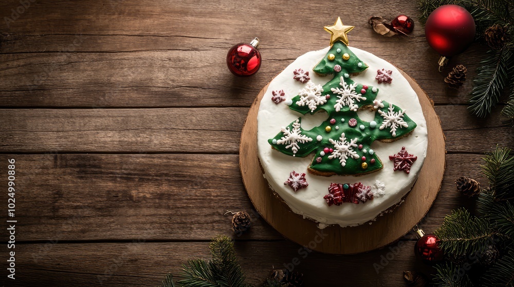 Christmas Tree Cake. AI generated illustration. Christmas Tree Cake. AI generated illustration.