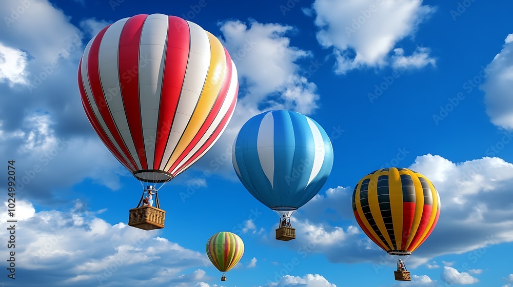 Obraz premium Colorful Hot Air Balloons Flying in the Sky with Clouds