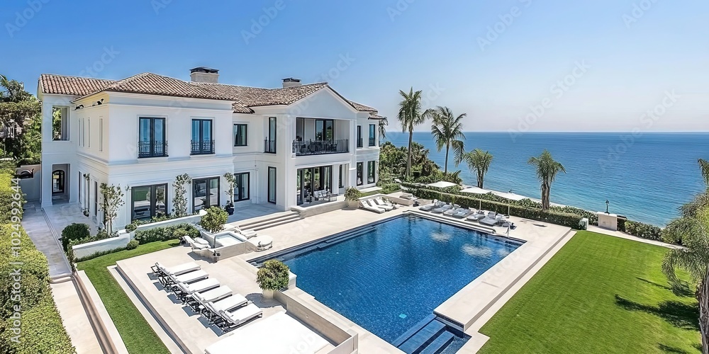 Fototapeta premium billionaire lifestyle with mansion and pool