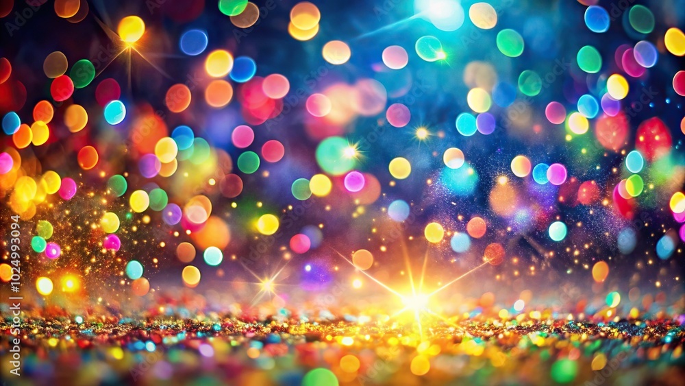 Bright colorful lights and confetti bokeh background Bright colorful lights and confetti bokeh background