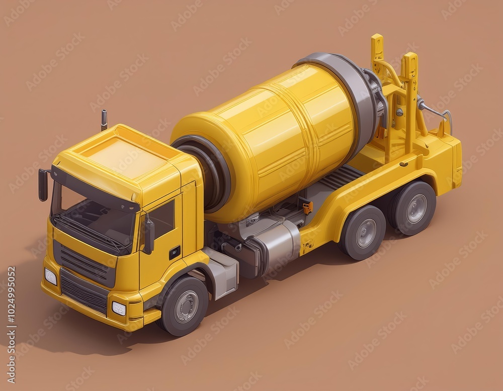 3D yellow cement mixer truck ready to work 3D yellow cement mixer truck ready to work